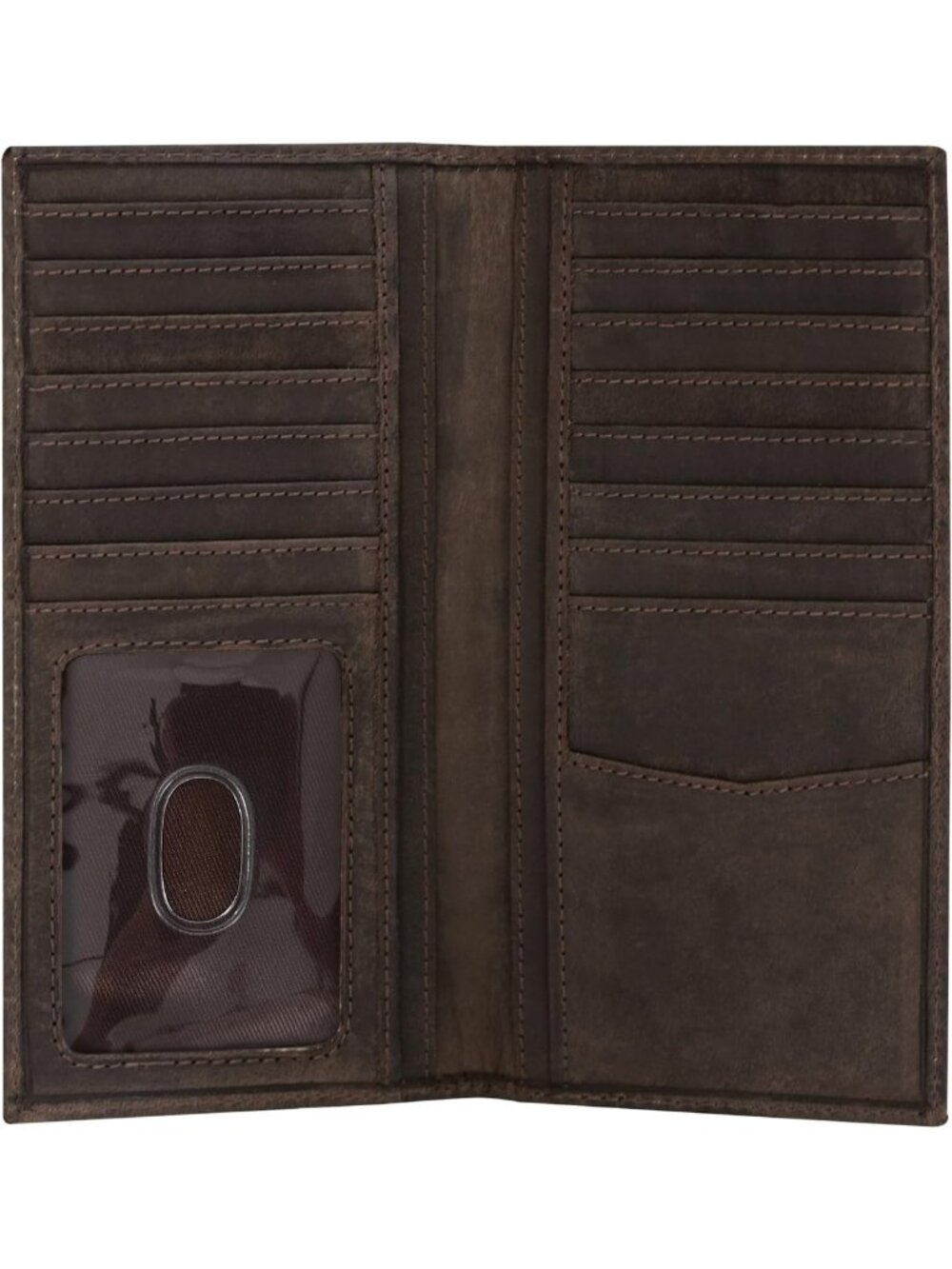 Men's RFID Blocking Leather Bifold Wallet - Western Checkbook with 16 Card Slots